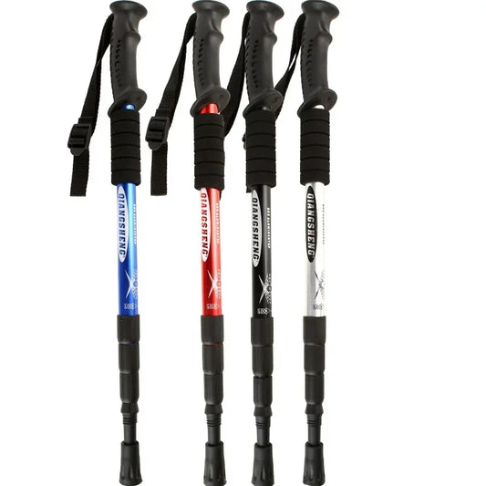 Foldable Trekking Poles Straight Grip 4 Section Ultralight