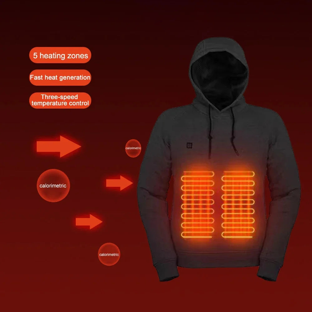 USB Heated Hoodie for Men and Women with 3 Heat Levels