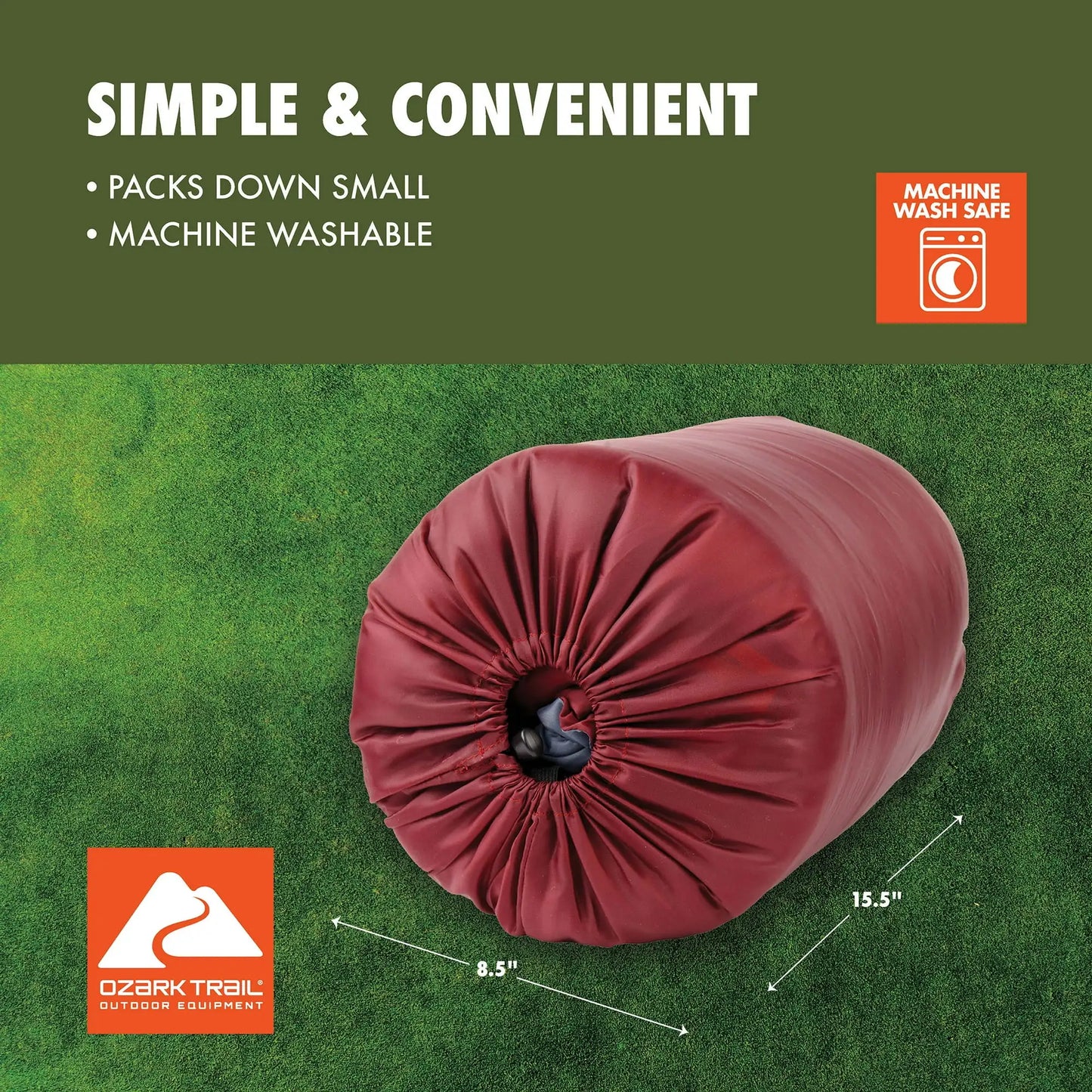 Ozark Trail 50 Degree Rectangular Cotton Sleeping Bag Red 33x75