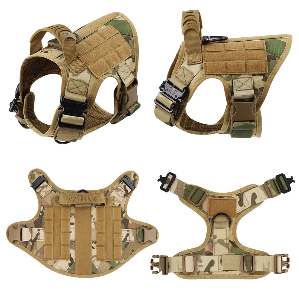 Military Large Dog Harness Vest With Leash And Patches