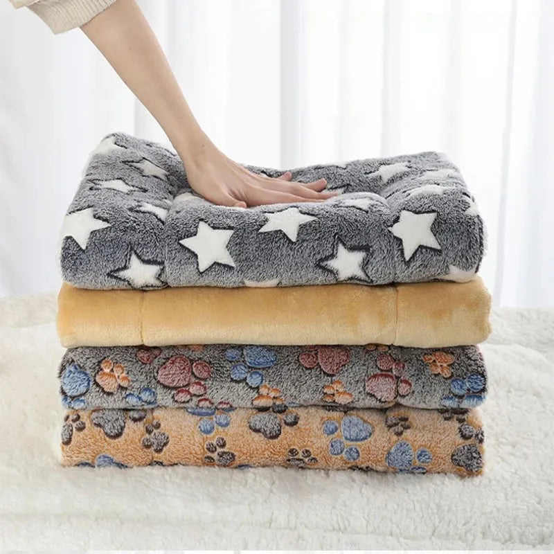 Flannel Pet Sleeping Mat Dog Bed Plush Plaid Cushion