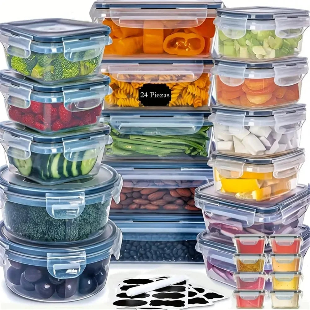 24Pc Reusable Kitchen Storage Containers With Flip Lids