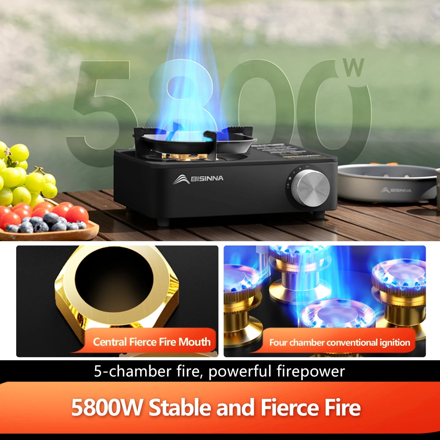 BISINNA Camping Gas Stove Portable Burner for Outdoor Use