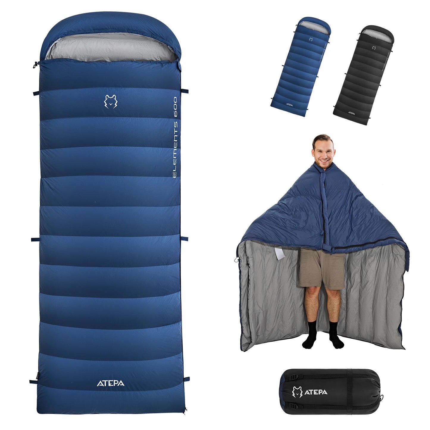 ATEP Super Long Hooded Down Sleeping Bag Waterproof Warm