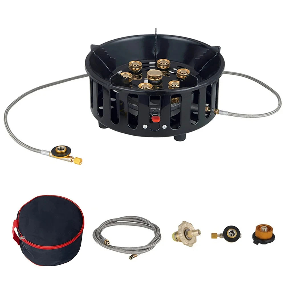 7 Core Camping Stove High Power Gas Burner Windproof