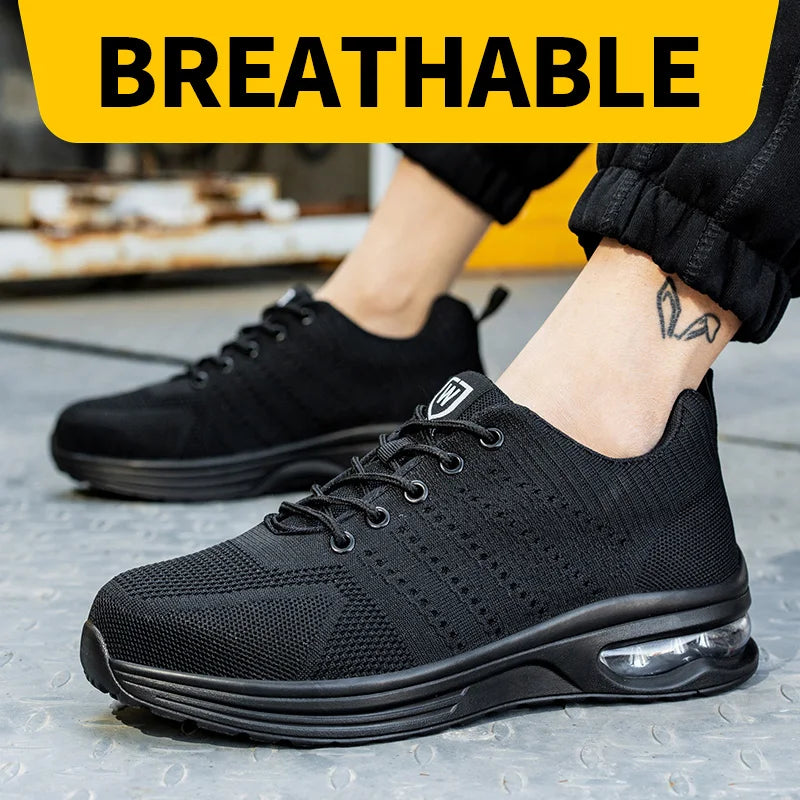 Mens Mesh Steel Toe Work Shoes Breathable Puncture Proof