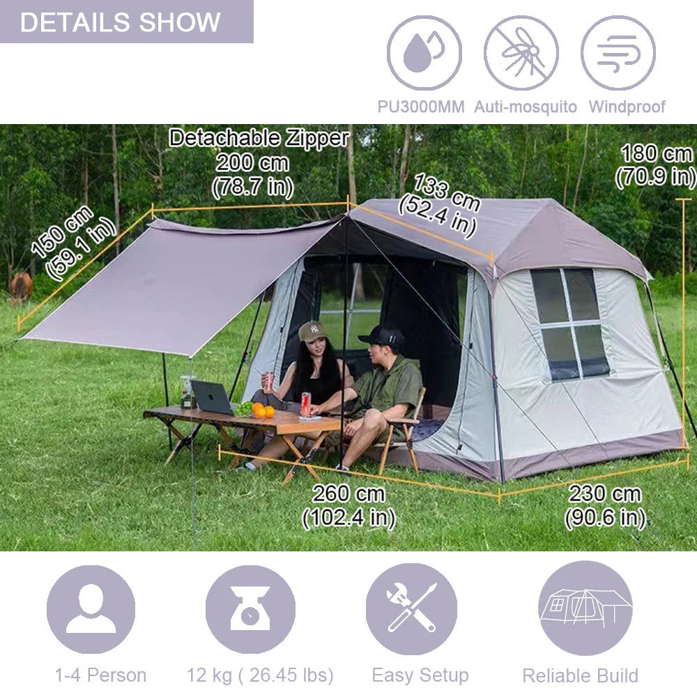 EMER 5 To 8 Person Waterproof Camping Tent With Canopy