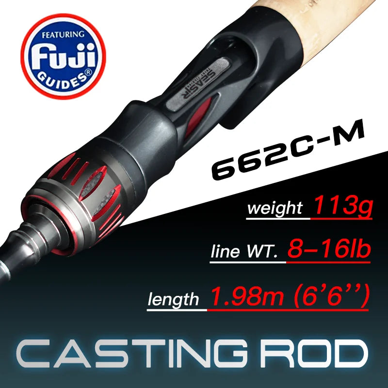 Seasir Carbon Fishing Rod with Fuji-O Guide Rings and Cork Handle