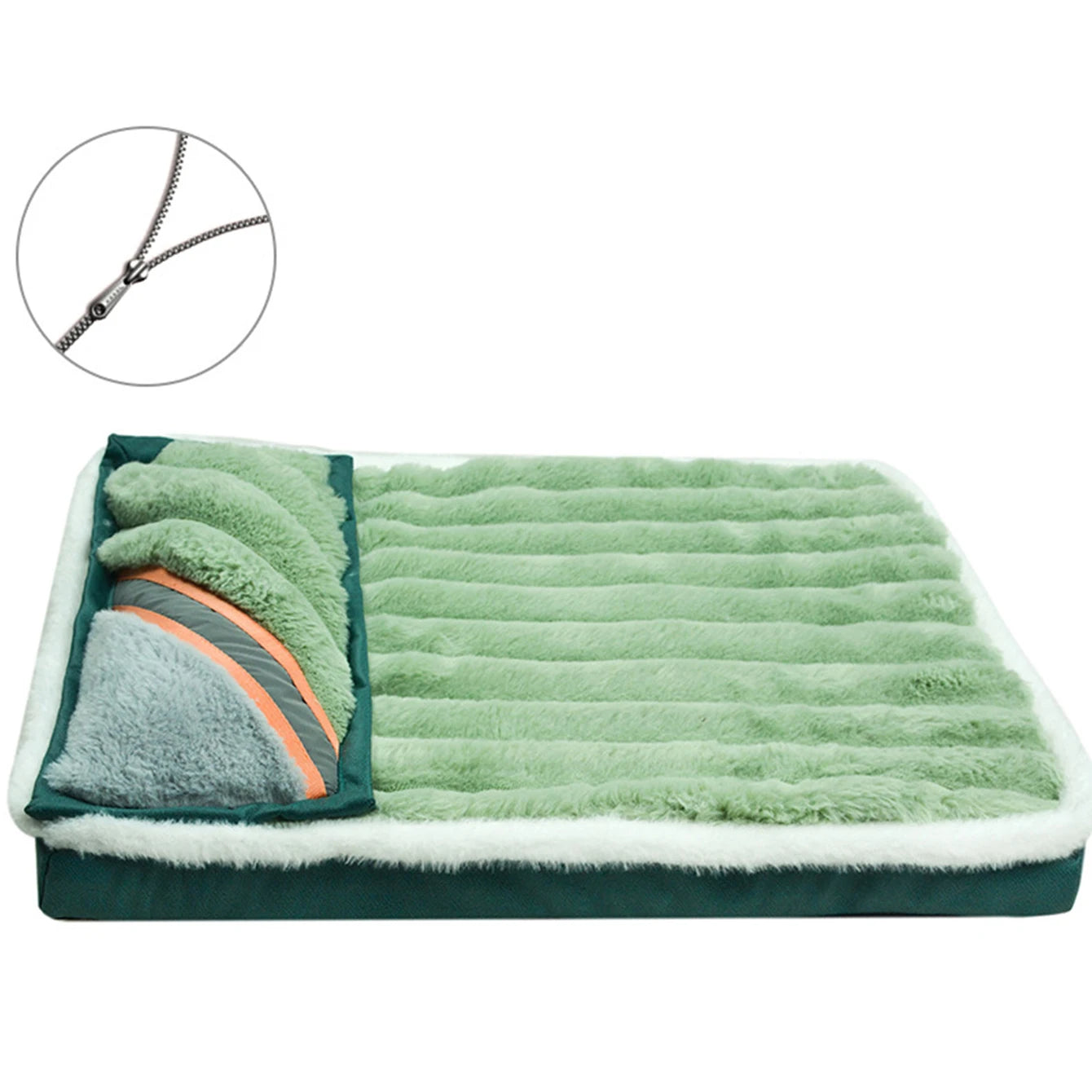 Removable Zipper Dog Bed Mat With Washable Cover For Pets